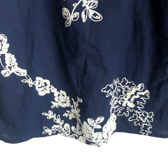 J. Crew Women's Cami Dress Size 10 Floral Embroidered Blue Lined Y2K Knee Length - Picture 7 of 9